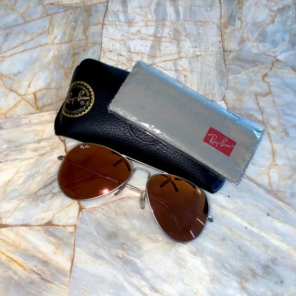 Ray-Ban Aviator‎ 3025 Gold Silver Large 58 Sunglasses